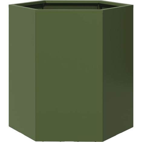 Jardinera para terraza jardín olivo hexagonal 46 x 40 x 45 cm verde acero 020038710