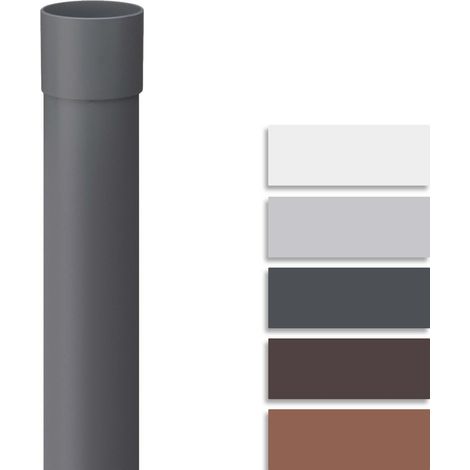 INEFA Fallrohr 100 cm, PVC Regenrohr Dachrinnenzubehör,einfache Steckmontage, Made in Germany - DN75 / 75mm, 1 Stück, Anthrazit