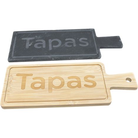 ORION91 TABLA TAPAS SET x6 unidades RECTANGULAR BAMBU y PIEDRA 9x23cm