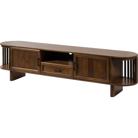 Mobile Tv in legno di acacia 200x40x50 laccato naturale MADRID 75