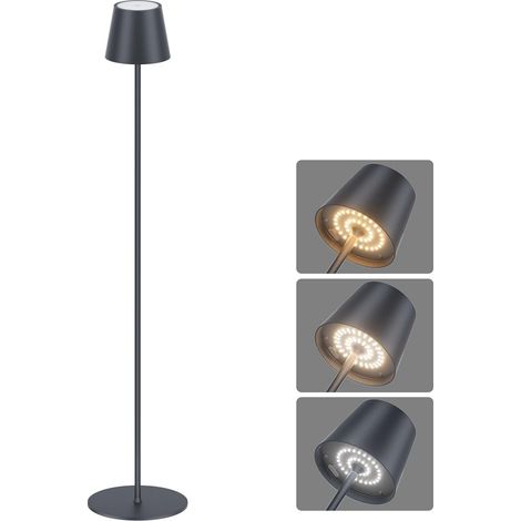 Lampadaire LED Dimmable avec piles, Lampadaire sans fil rechargeable avec commande tactile pour l'éclairage intérieur et extérieur, salon, balcon, Anthracite (1/5)