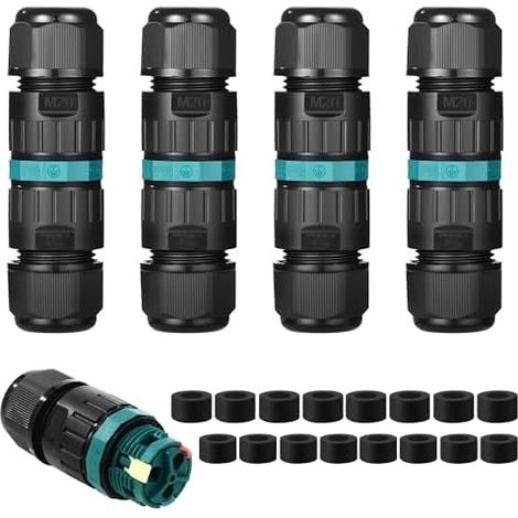 Boîte de Jonction IP68，Connecteur de câble à 3 broches pour câble de terre de 5 à 12 mm de diamètre，Boîtes de jonction d'extérieur，Convient pour jardin, extérieur, plancher, toit（4 Pièces） (1/5)