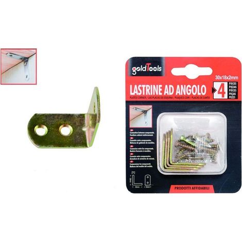 Kaela - Set 4pz Lastrina Lastrine Ad Angolo Forma L 30x18x2mm Con Viti Per Mobili 91216 - (1/2)