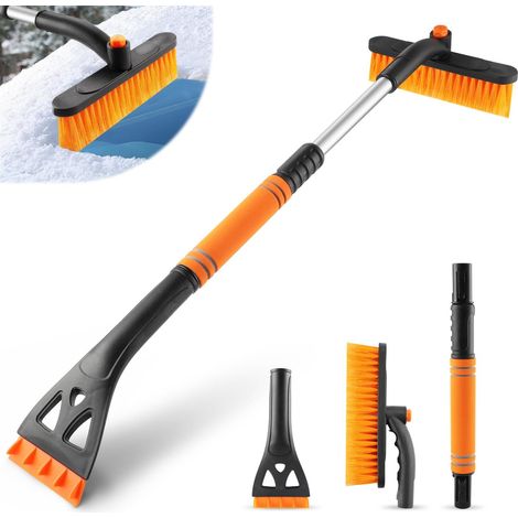 Grattoir à glace et brosse à neige extensibles de 81 cm avec tête rotative à 360°, outil de déneigement tout-en-un pour voitures, camions et VUS, accessoire automobile hivernal essentiel et durable (o (1/5)