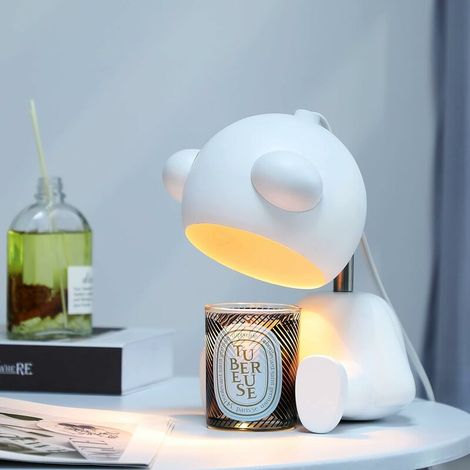 Candle Warmer Lamp with 1 Bulb, Wax Warmer for Scented Candles, Dimmable Electric Wax Burner, Wax Melter, Descending Candle Lamp for Yankee and 3 Wick Candles (Panda, White) (1/5)