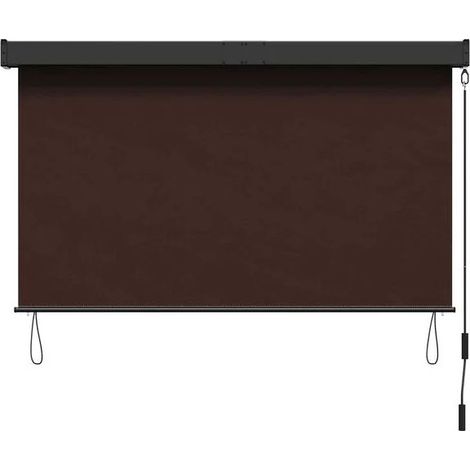Store enrouleur marron, 120 x 250 cm, tissu et aluminium.