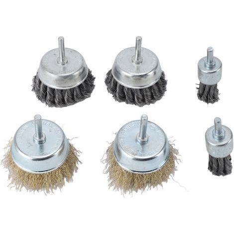 Ortviai Brosse métallique rotative pour perceuse – 6 pièces, acier inoxydable, pour décapage, dérouillage et polissage (1/5)