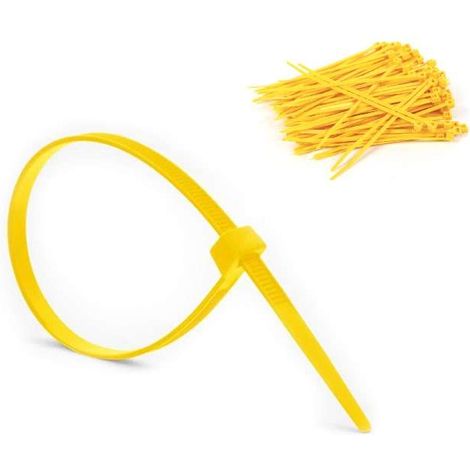 50x collier de serrage plastique 3,6x370mm jaune cranté pour diamètre 102mm résistant à l'huile et à l'essence lien serre attache câble fixation tube tuyau nylon universel