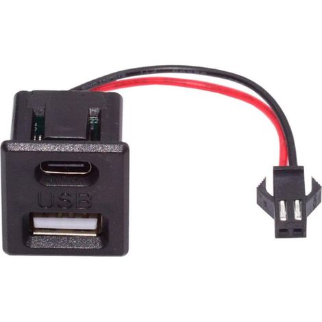 2-Port-Ladeadapter (2,54 mm Rastermaß, 2-polig) auf USB 2.0/USB-C-Buchse, DC 5 V, 2 A, Einbauversion) (1/5)