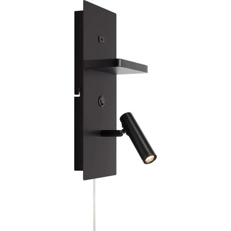Applique murale carica noire avec etagere port usb c led integree 4w liseuse orientable - markslojd 218157925 (1/4)