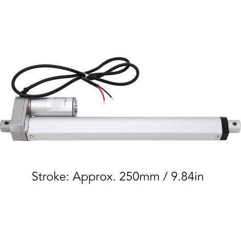Vérin électrique linéaire miniature 750N 250mm 12V pour motorisation extérieure, agriculture, rail, robotique, domotique - Blanc, vérin seul
