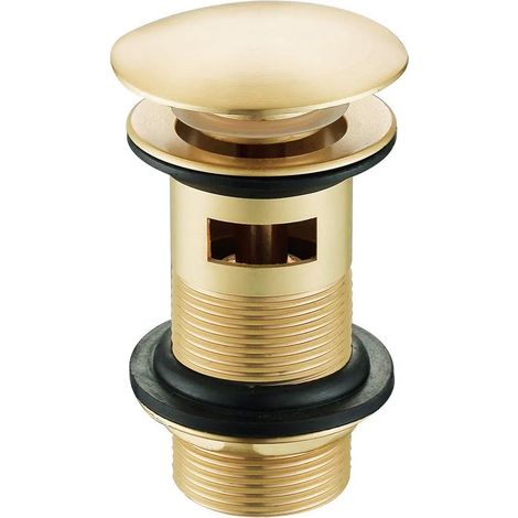 Push Button Slotted Basin Waste Brushed Brass
