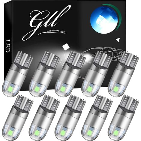 GLL 10 Pcs T10 501 Ice Blue 12V LED Bulb Car Interior Lighting (1/5)