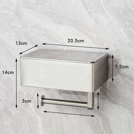 Porte-papier toilette avec boîte à lingettes humides en acier inoxydable - Sans perçage - Avec étagère - Support mural - Papier toilette - Pour salle de bain - Brossé--INHHUB (1/4)