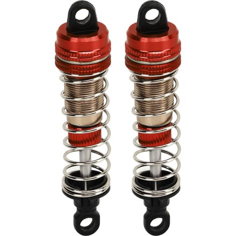 2 Pièces Amortisseur Hydraulique Huile 76mm Alliage Aluminium pour Voiture RC 1/16 Modèles SCY 16101 16102 16103 16201 Rouge (1/5)