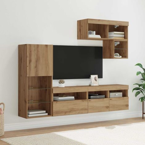 vidaXL Unità per TV a Muro 6 pcs Rovere artigianale Legno