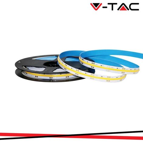 V-TAC LED Striscia LED COB 5mt 24V 960Lm/m luce 3000K IP20 10W/m 10mm - 212667