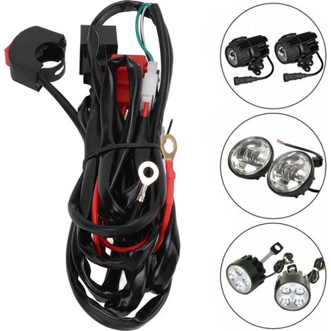Ensemble de câblage avec interrupteur pour phare LED moto 12V 40A, compatible 9‑32V pour ATV et véhicules électriques. (1/5)