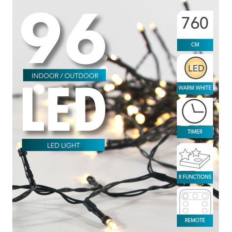 1.01 LED Lichterkette 96 LED - 800 cm / Timer / Fernbedienung