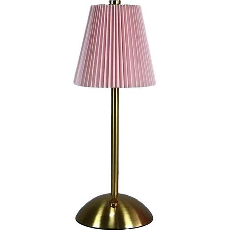 Lampada da scrivania a LED, piccola, plissettata, minimalista, con paralume dimmerabile, luce soffusa, ideale per camera da letto, soggiorno, ufficio, comodino, rosa. (1/5)