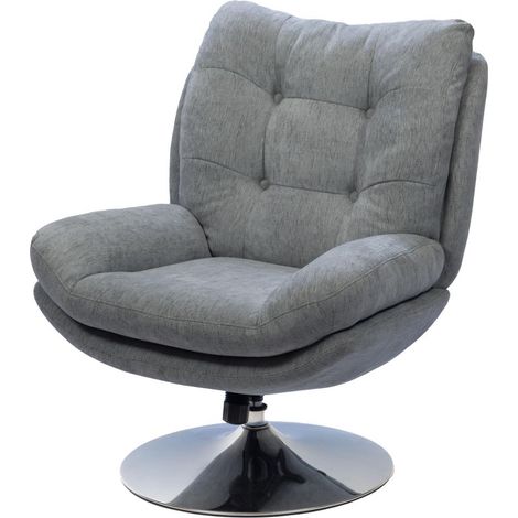 Fauteuil club en tissu gris clair – Piètement chromé – Design épuré sans accoudoirs – Confort optimal pour salon et bureau – Amadeus