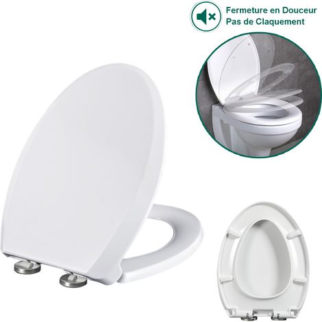 Abattant WC Blanc Ultrixe, Toilette pour Salle de Bain Siège de Toilettes, 45 x 36cm, Blanc (1/5)