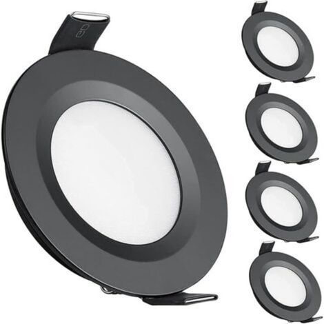 4 x Spot LED Encastrable 12V Trou 58-65mm 3W 3200K Plafonnier Encastré pour Camping-car Bateau Caravane Van Yacht, Blanc chaud (Noir)-