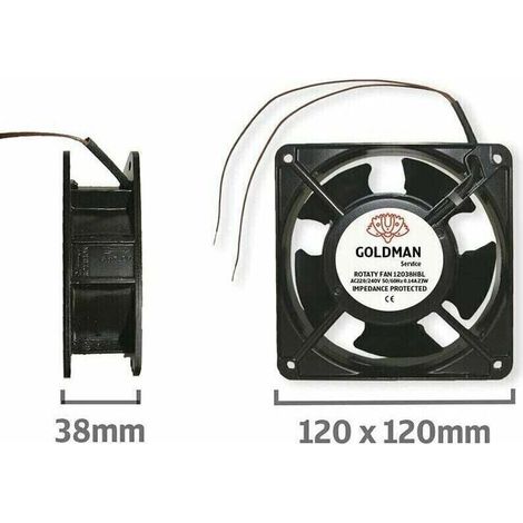 Ventilateur axial pour boîte de cheminée Insérable Haute température Pales en métal Silencieux Universel 120 x 120 x 38 mm