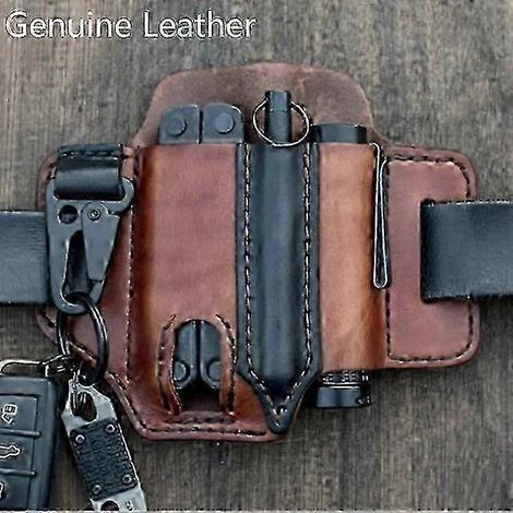 Étui en cuir véritable pour outil multifonction Leatherman, idéal pour la chasse, les activités de plein air et le camping. (1/5)