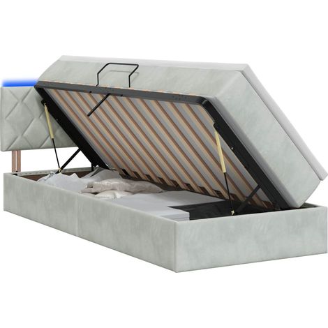 Maison Exclusive - Letto con contenitore LED e materasso Grigio Chiaro 90 x 200 cm (1/5)
