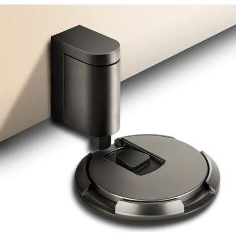 Door Stopper, Mechanical Floor Door Stopper, Punch-Free Mechanical Silent Floor Door Stop, Metal Door Stopper, Solid Door Stopper with Adhesive and Screws (Gray) (1/5)