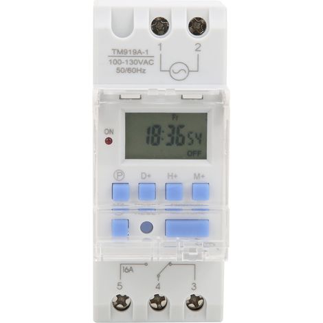 Interrupteur horaire hebdomadaire 12/24h 100-130V AC 16A, relais programmable avec écran LCD, contrôle marche/arrêt (1/5)