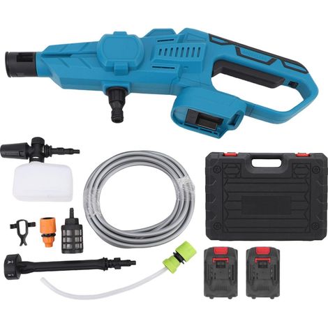 Idropulitrice Portatile a Batteria 250 Bar con Tubo 5M, Idropulitrice ad Alta Pressione Senza Fili con Ugello 6 in 1 per Auto Giardino(con 2 batterie, 5 celle)