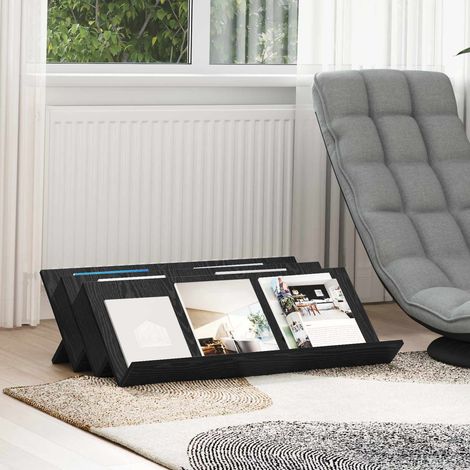 Magazinregal mit Regal Schwarz Eichen-Optik 90 x 53 x 28,5 cm
