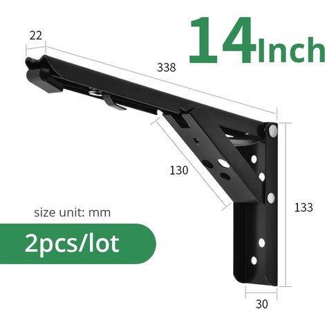 Support mural triangulaire pliable KAK (noir, 35,5 cm - F-R) - Support de table/banc/étagère dissimulé - Quincaillerie pour meubles de cuisine (1/5)