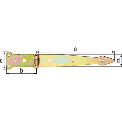 Penture charniere, 202x77x48mm jaune galva (1/3)