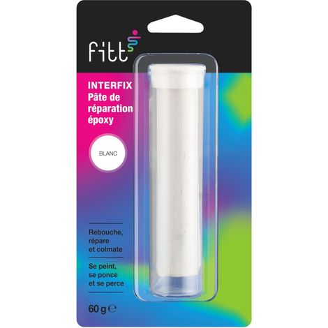 Fitt – Pâte de réparation époxy blanche 60g – Colmate les fuites et répare fissures – Pour surfaces variées – Résistance à l'eau (1/4)