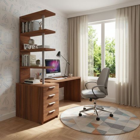 Comodino libreria salvaspazio con design moderno - Narciso - Noce Caracalla (1/5)
