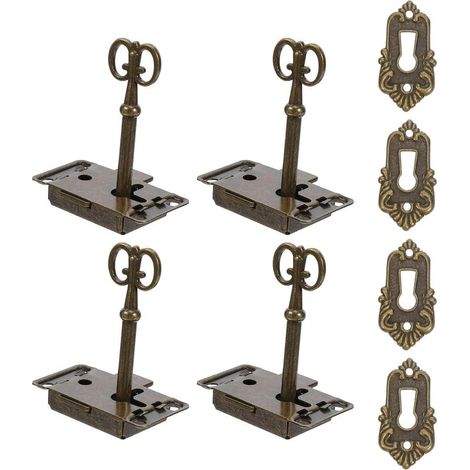 de 4 serrures anciennes en fer 54 x 28 mm avec clé pour (1/5)
