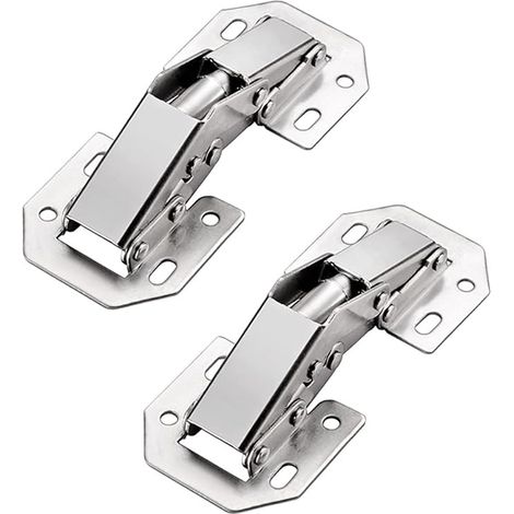 Qrity 2 piezas de bisagras curvas ocultas pequeñas de 90 grados para armarios de cocina/roperos, para paneles de puerta con un grosor de 8 a 14 mm. (1/5)
