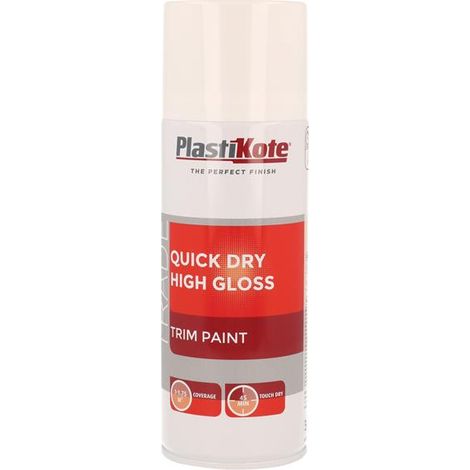 PlastiKote Trade Quick Dry Trim Spray Paint High Gloss White 400ml PKT71007
