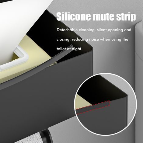 Toilettenpapierhalter C mit Feuchttuchspender, multifunktionale Edelstahl-Taschentuchbox, doppelte vertikale Stangenhalterung, Befestigungsset inklusive (1 Box, 1 Klebehaken, 4 Schrauben, 4 Dübel) (1/5)