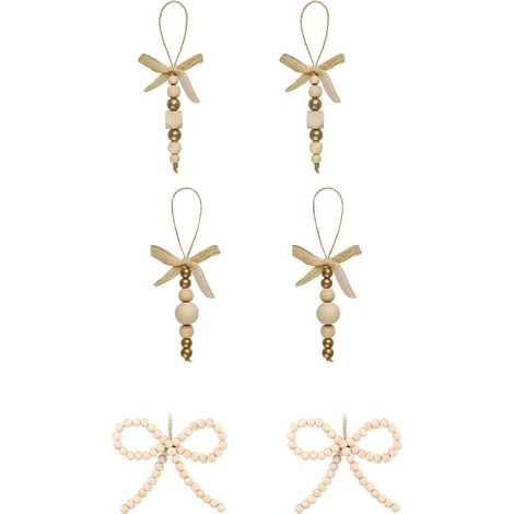 Set di 6 ornamenti a forma di farfalla per albero di Natale, decorazione per la casa, per uso quotidiano e come decorazione natalizia, colore legno (1/5)