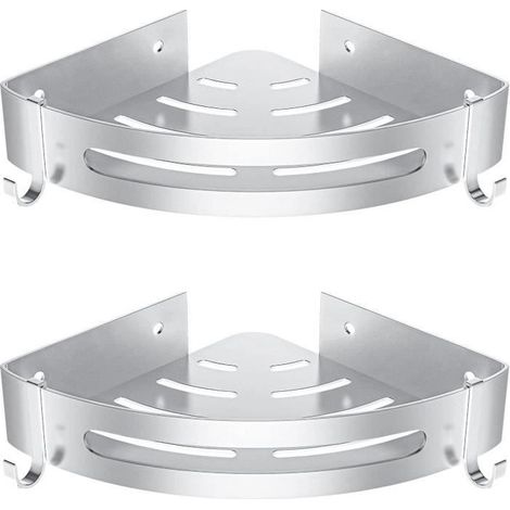 s Lot de 2 Étagères de Douche en Aluminium Installation sans Perçage Étagères d'Angle pour Salle de Bains Cuisine Chambre (1/4)