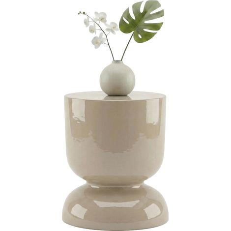 Table d'appoint et Tabouret, Design sablier, Objet décoratif pour Salon, HxD : 46 x 36 cm, métal, Beige (1/5)