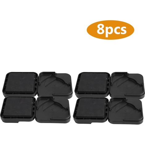 Lot de 8 protections antidérapantes pour pieds de meubles (table, bureau, lit, canapé, chaises) - Noir (1/5)