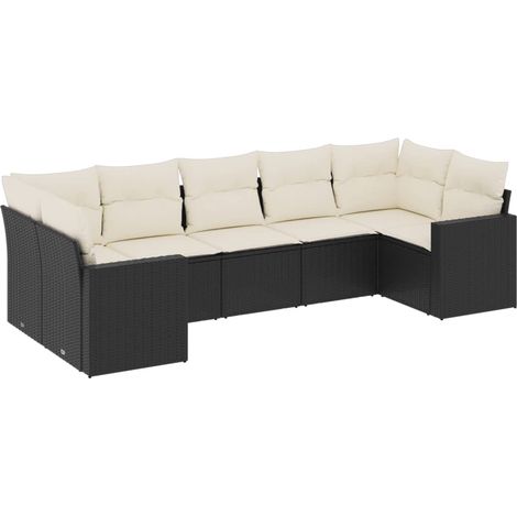 Set Divani da Giardino con Cuscini 7pz Nero Polyrattan vidaXL (1/3)