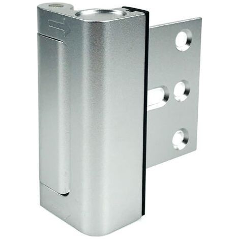 A silver security front door lock with mounting screws, 3 inch anti-theft aluminum alloy hinges and night latch. (1/5)