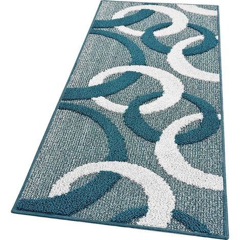 Tapis De Cuisine Tridimensionnel Cercles 3D Absorbant Doux Moderne Antidérapant Bleu - 50x80 Cm (1/4)