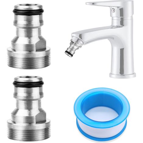 2 Pièces Tuyau Robinet mitigeur Connecteur Adaptateur de Conduite d'eau Joiner Raccord Universel Connecteurs Eau Grden arrosage Outils argenté -